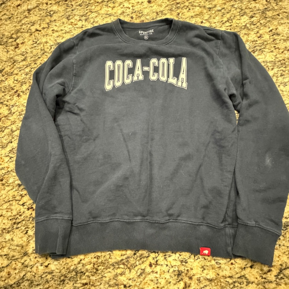 Sportiqe Coca-Cola Sweatshirt Womens XL Navy Blue Graphic Crewneck Pullover